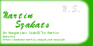 martin szakats business card